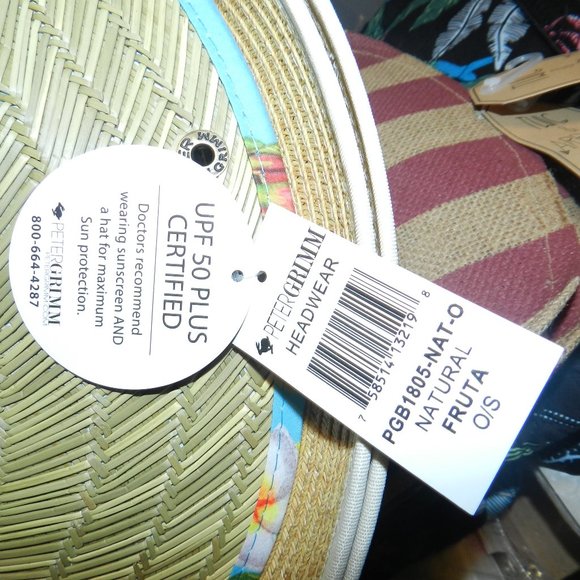 Peter Grimm Fruta  hand woven Herringbone Weave Beach hat UPF 50+NWT 🆕📦⌚🏃💨🚚 - Picture 13 of 16